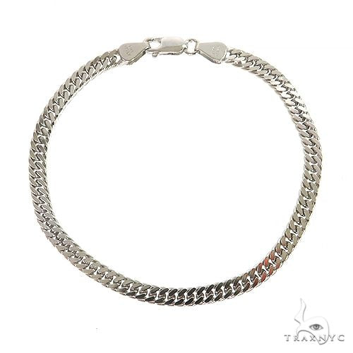 14K White Gold Solid Double Curb Link Bracelet 8 Inches 4.6mm 68968 - Image 1