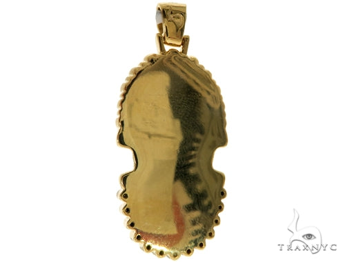 14K YG Bezel Diamond African Mask Pendant 58425 - Image 5