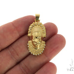 14K YG Bezel Diamond African Mask Pendant 58425 - Image 6