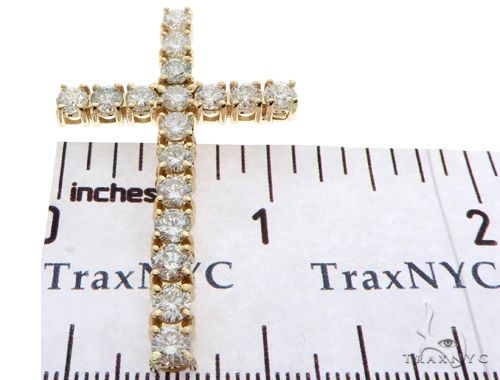 14K YG Prong Diamond Latin Cross Crucifix 58641 - Image 8