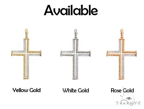 14K Gold Diamond Rope Cross 65304 - Image 8
