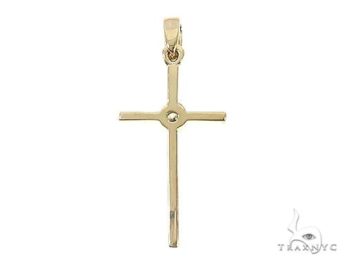 14K Yellow Gold Bazel Cross 65663 - Image 3