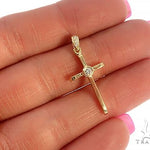 14K Yellow Gold Bazel Cross 65663 - Image 5
