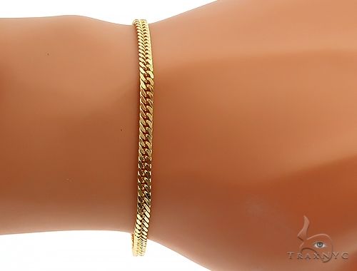 14K Yellow Gold  Double Curb Link Bracelet 8 inches 3.5mm 65195 - Image 4