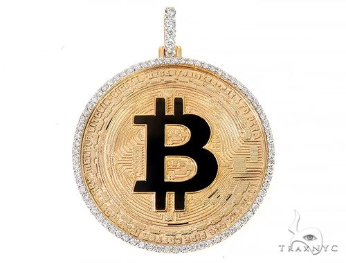 14K Yellow Gold 1.5 Inch Bitcoin Pendant 65124 - Image 1