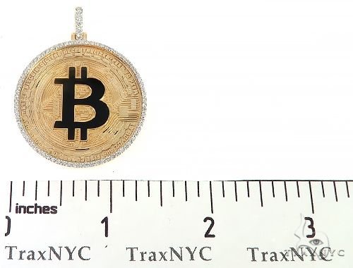 14K Yellow Gold 1.5 Inch Bitcoin Pendant 65124 - Image 6