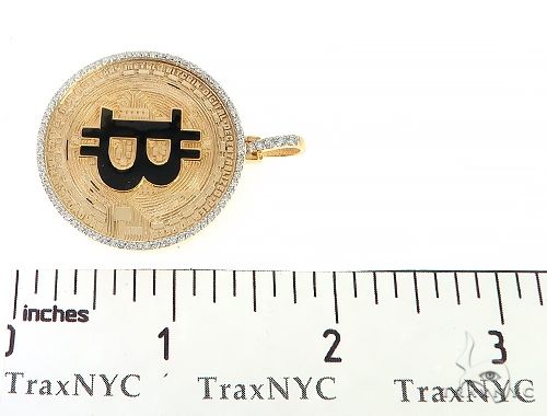 14K Yellow Gold 1.5 Inch Bitcoin Pendant 65124 - Image 7