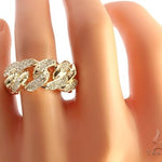 14K Yellow Gold 12mm 2 Row Diamond Miami Cuban Ring 65029 - Image 6