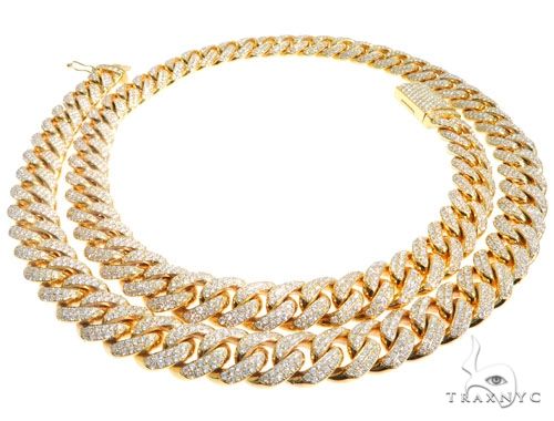 14K Yellow Gold 26 Inches Diamond Chain with Custom Diamond Lock 63947 - Image 5