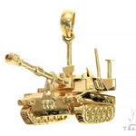 14K Yellow Gold Battle Tank Pendant 66026 - Image 1