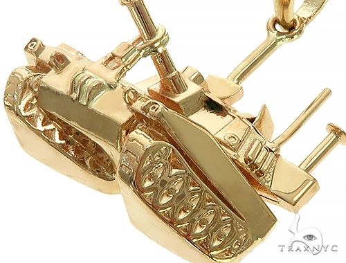 14K Yellow Gold Battle Tank Pendant 66026 - Image 4