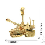14K Yellow Gold Battle Tank Pendant 66026 - Image 6