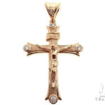 14K Yellow Gold Bezel Diamond Jesus Christ Crucifix 64684 - Image 1