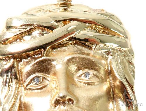 14K Yellow Gold Bezel Diamond Jesus Piece 64010 - Image 4