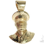 14K Yellow Gold Bezel Diamond Patriot the American Soldier Charm Pendant 63309 - Image 1