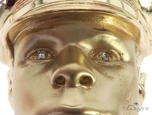 14K Yellow Gold Bezel Diamond Patriot the American Soldier Charm Pendant 63309 - Image 2