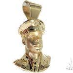 14K Yellow Gold Bezel Diamond Patriot the American Soldier Charm Pendant 63309 - Image 3