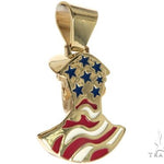14K Yellow Gold Bezel Diamond Patriot the American Soldier Charm Pendant 63309 - Image 7