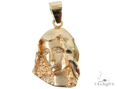 14K Yellow Gold Bezel Diamond Virgin Mary Charm Pendant 63966 - Image 1
