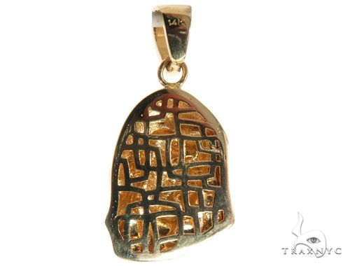 14K Yellow Gold Bezel Diamond Virgin Mary Charm Pendant 63966 - Image 4