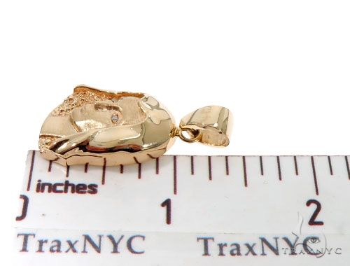 14K Yellow Gold Bezel Diamond Virgin Mary Charm Pendant 63966 - Image 6