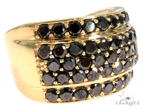 14K Yellow Gold Black Diamond Band 61502 - Image 1