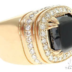 14K Yellow Gold Black Diamond Cushion Cut Pinky Ring 65079 - Image 3