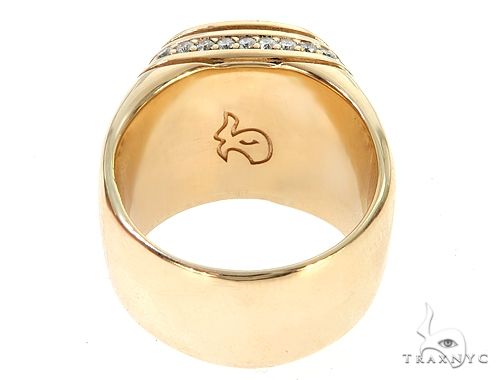 14K Yellow Gold Black Diamond Cushion Cut Pinky Ring 65079 - Image 5