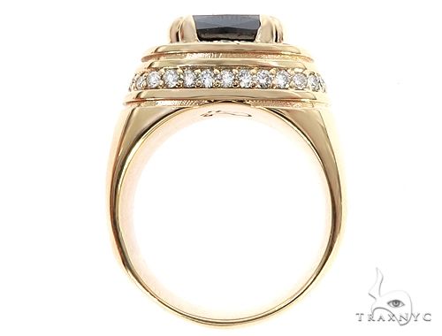 14K Yellow Gold Black Diamond Cushion Cut Pinky Ring 65079 - Image 6