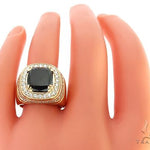 14K Yellow Gold Black Diamond Cushion Cut Pinky Ring 65079 - Image 7