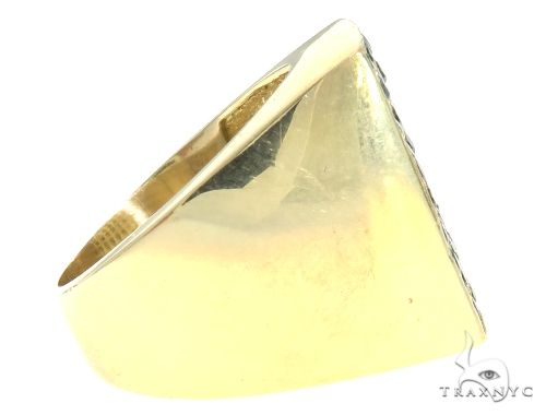 14K Yellow Gold Blue Diamond Square Ring 61503 - Image 4