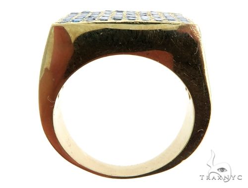 14K Yellow Gold Blue Diamond Square Ring 61503 - Image 6