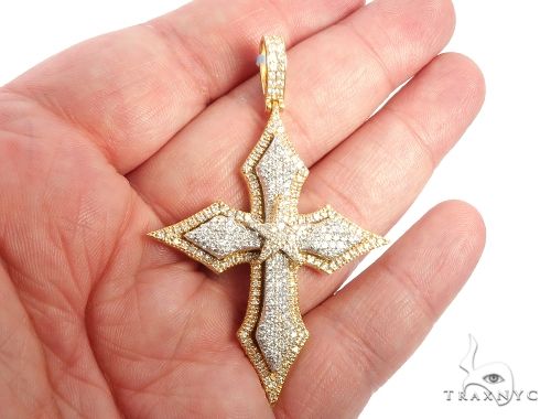 14K Yellow Gold Cross Pendant 64579 - Image 5