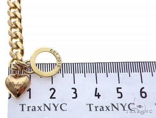 14K Yellow Gold Cuban Link Bracelet With Heart Charm And Toggle Clasp 65650 - Image 8