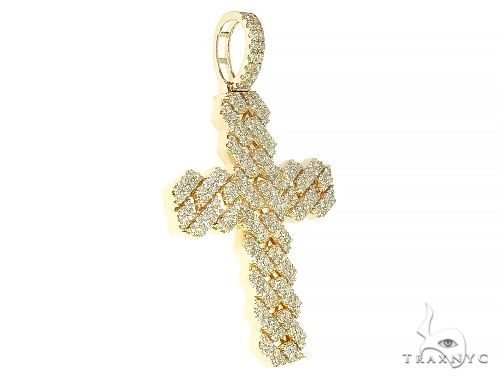 14K Gold Cuban Link Diamond Cross 66168 - Image 2
