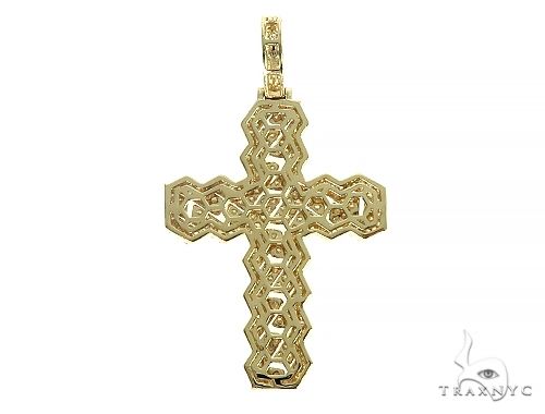 14K Gold Cuban Link Diamond Cross 66168 - Image 3