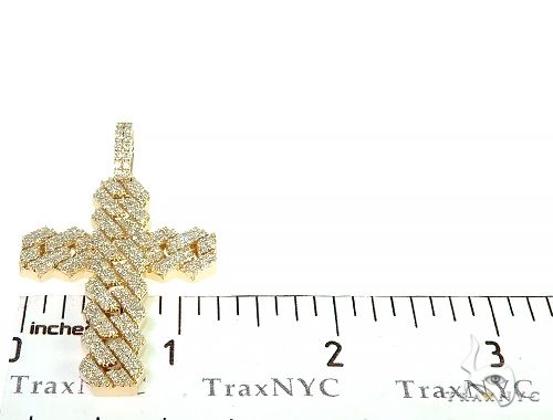 14K Gold Cuban Link Diamond Cross 66168 - Image 6