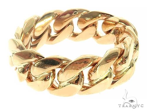 14K Yellow Gold Cuban Link Ring 66162 - Image 3