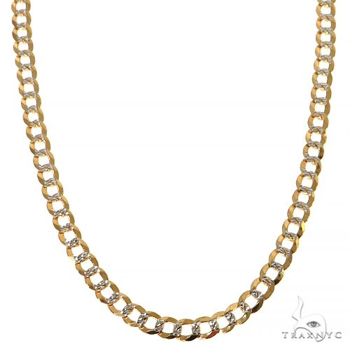 14K Yellow Gold Curb Diamond Cut Solid chain 3.5mm 22 inches 69912 - Image 1