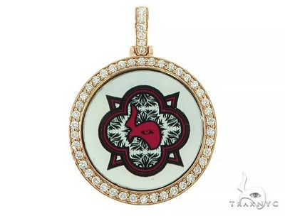 14K Yellow Gold Custom Diamond Holographic Prism Photo Pendant 65758 - Image 1