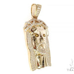 14K Yellow Gold Custom Made Jesus Diamond Pendant With Canary Eyes 65295 - Image 2