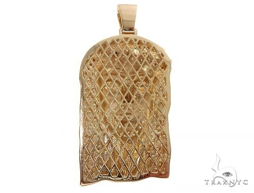 14K Yellow Gold Custom Made Jesus Diamond Pendant With Canary Eyes 65295 - Image 3