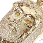 14K Yellow Gold Custom Made Jesus Diamond Pendant With Canary Eyes 65295 - Image 4