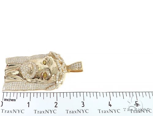 14K Yellow Gold Custom Made Jesus Diamond Pendant With Canary Eyes 65295 - Image 7