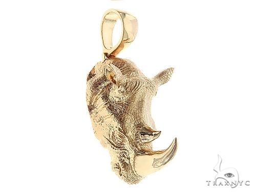 14K Yellow Gold Custom Made Rhino Pendant 65588 - Image 1