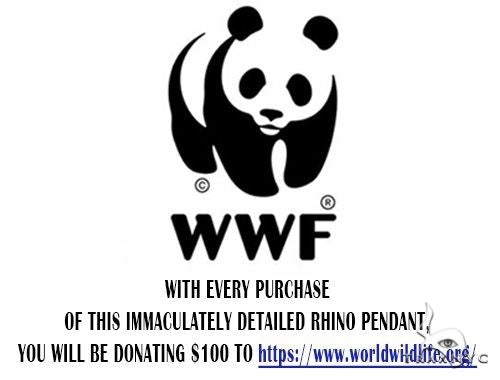 14K Yellow Gold Custom Made Rhino Pendant 65588 - Image 8