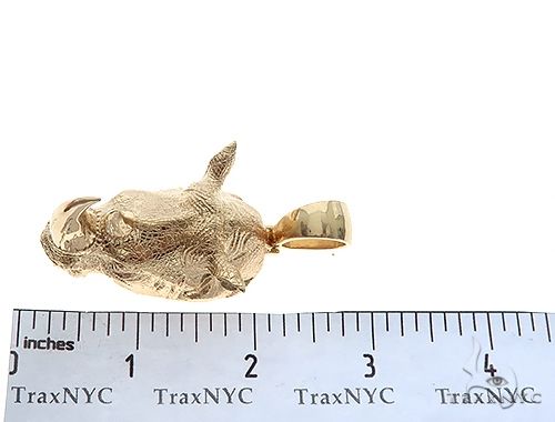 14K Yellow Gold Custom Made Rhino Pendant 65588 - Image 7