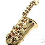 14K Yellow Gold Custom Made Saxophone Pendant 66052 - Image 4