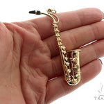 14K Yellow Gold Custom Made Saxophone Pendant 66052 - Image 5