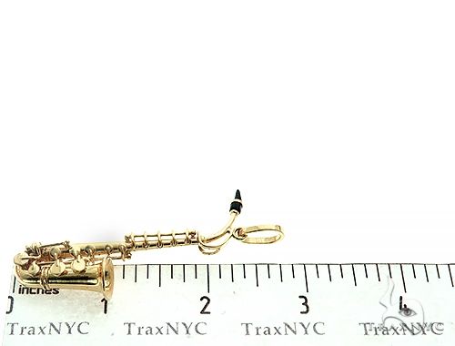 14K Yellow Gold Custom Made Saxophone Pendant 66052 - Image 7